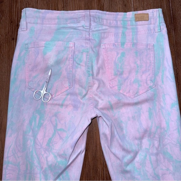 Paige Verdugo Ultra Skinny Jeans Pink Blue Swirl low rise - Picture 8 of 10